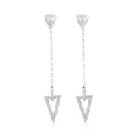 Sterling Silver 0.09CTW Front Back Dangle Earrings