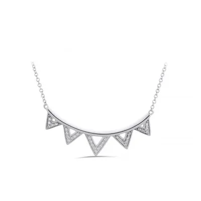 Sterling Silver 0.10CTW Diamond Triangle Bar Necklace