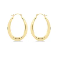 14K Yellow Gold Oval Hoop Earrings