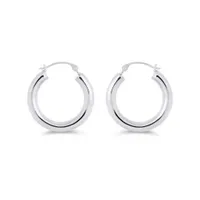 14K White Gold Polished Hoop Earrings