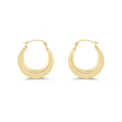 14K Yellow Gold Beaded Hoop Earrings