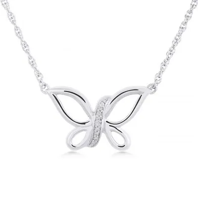 Sterling Silver 0.02CTW Butterfly Necklace