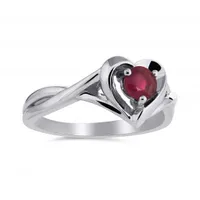 Sterling Silver Garnet Heart Ring