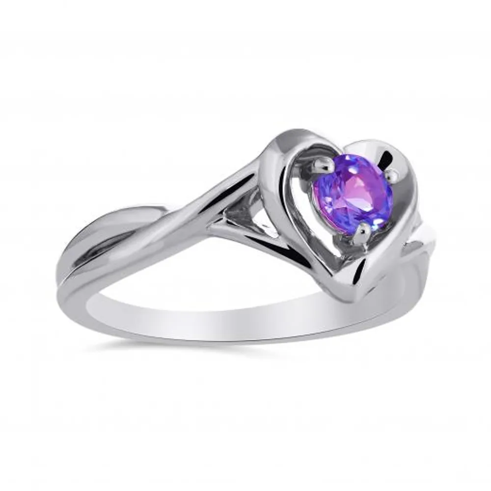 Sterling Silver Amethyst Heart Ring