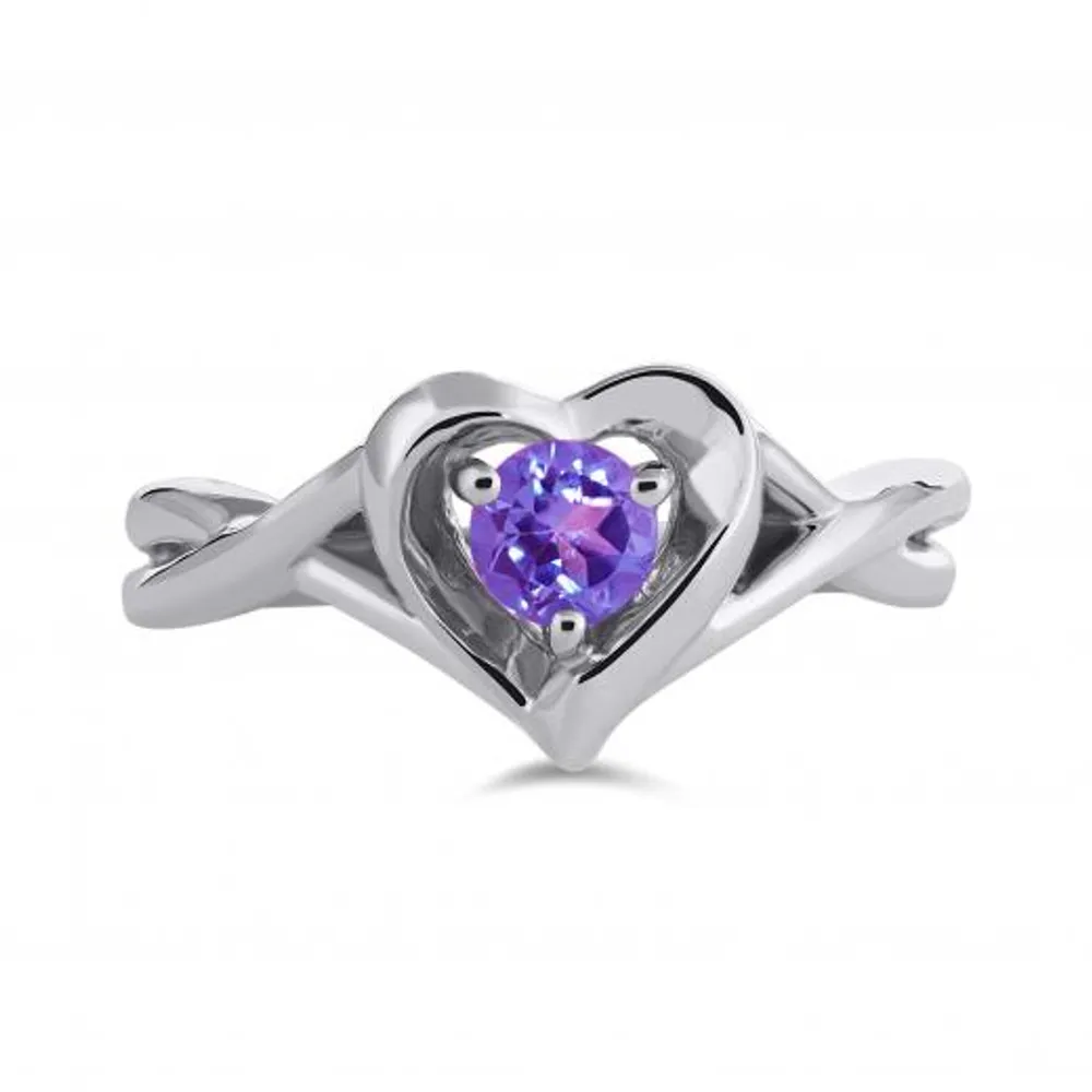 Sterling Silver Amethyst Heart Ring