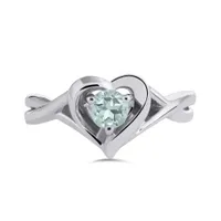 Sterling Silver Aquamarine Heart Ring