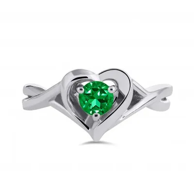 Sterling Silver Emerald Heart Ring