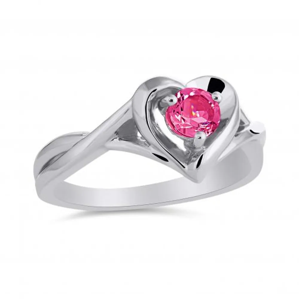 Sterling Silver Pink Tourmaline Heart Ring