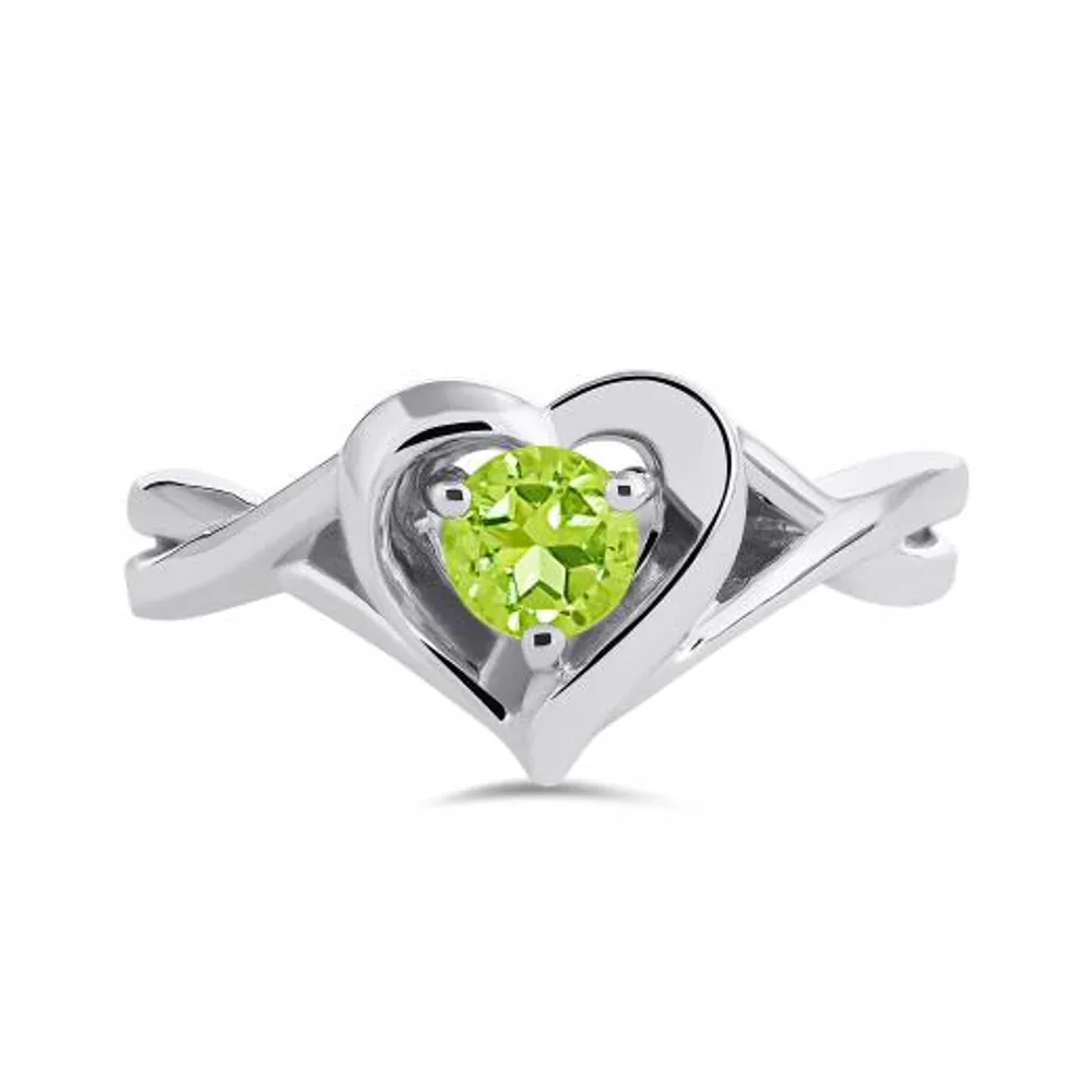 Sterling Silver Peridot Heart Ring