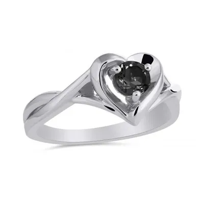 Sterling Silver Black Sapphire Heart Ring