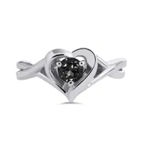 Sterling Silver Black Sapphire Heart Ring