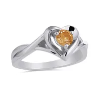 Sterling Silver Citrine Heart Ring