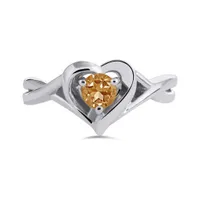 Sterling Silver Citrine Heart Ring