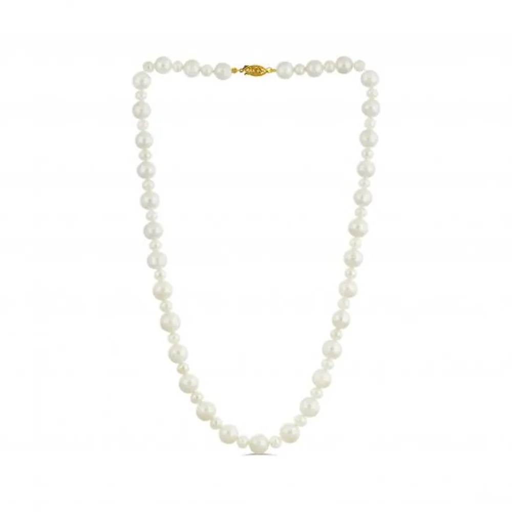 14K Yellow Gold Freshwater Pearl Necklace 5mm/9mm