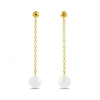 14K Yellow Gold Freshwater Pearl Drop Earrings