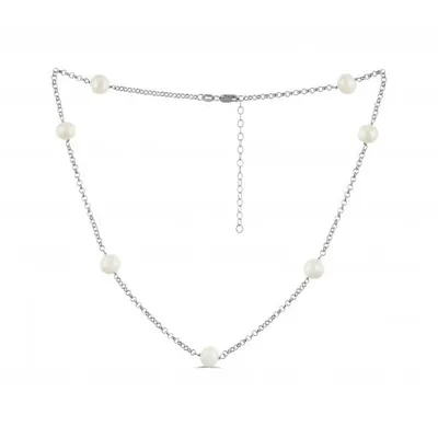 Sterling Silver Freshwater Pearl Tin Cup Necklace