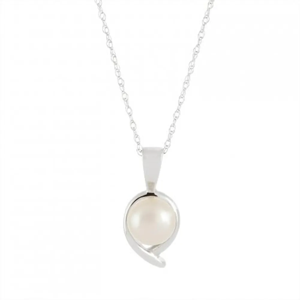 10K White Gold Freshwater Pearl Pendant