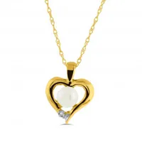 10K Yellow Gold Freshwater Pearl Diamond Pendant