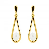 10K Yellow Gold Freshwater Pearl Dangle Earrings