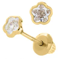 14K Yellow Gold Cubic Zirconia Earrings with 14K Gold Filled Fluted Bell Backs