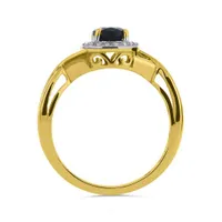 10K Yellow Gold Black Sapphire & Diamond Ring