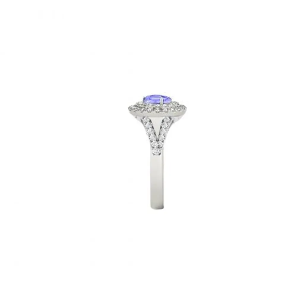 Sterling Silver Tanzanite & Created White Sapphire Ring