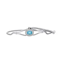 Sterling Silver Blue Topaz & Created White Sapphire Bolo Bracelet