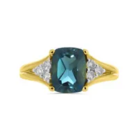 10K Yellow Gold London Blue and White Topaz Ring