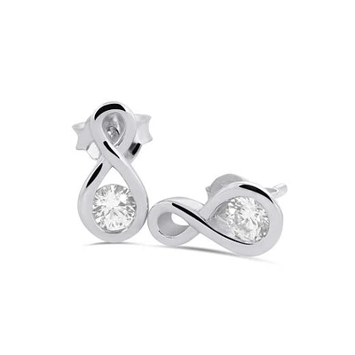 Sterling Silver Created White Sapphire Infinity Necklace and Earring Set