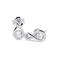 Sterling Silver Created White Sapphire Infinity Necklace and Earring Set