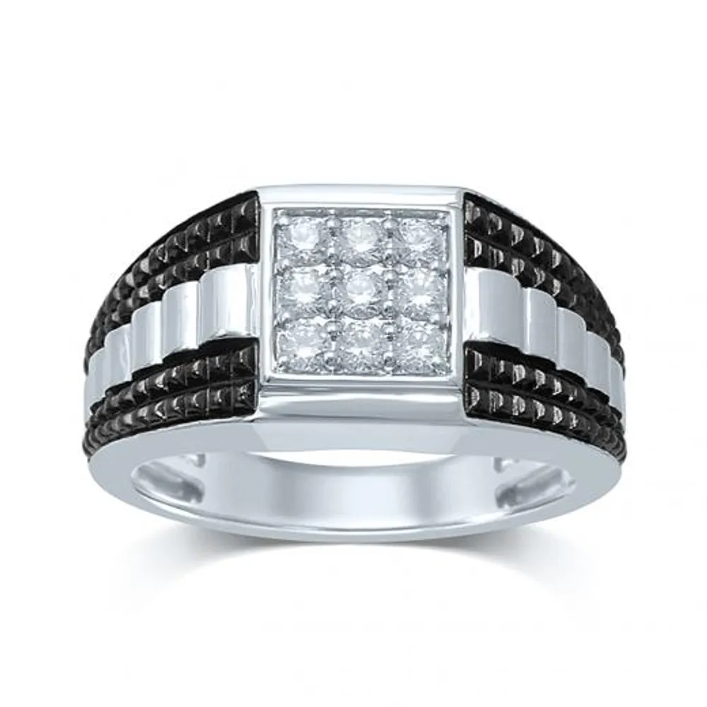 10K White Gold Men's Diamond Ring 0.50CTW