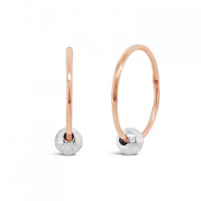 10K Rose Gold 13mm Sleepers with Diamond Cut Beads