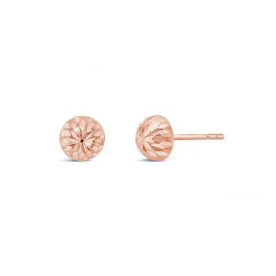10K Rose Gold Diamond Cut Half Ball Earrings