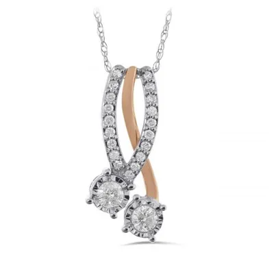 10K White & Rose Gold 0.25CTW Diamond Everlove Pendant
