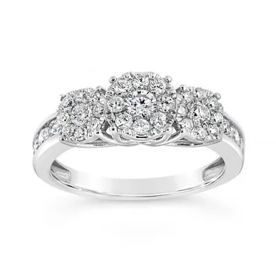 10K White Gold 1.00CTW Three-Stone Diamond Ring