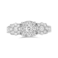 10K White Gold 1.00CTW Three-Stone Diamond Ring