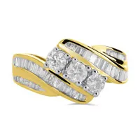 10K Yellow Gold 0.97CTW Three-Stone Fashion Ring