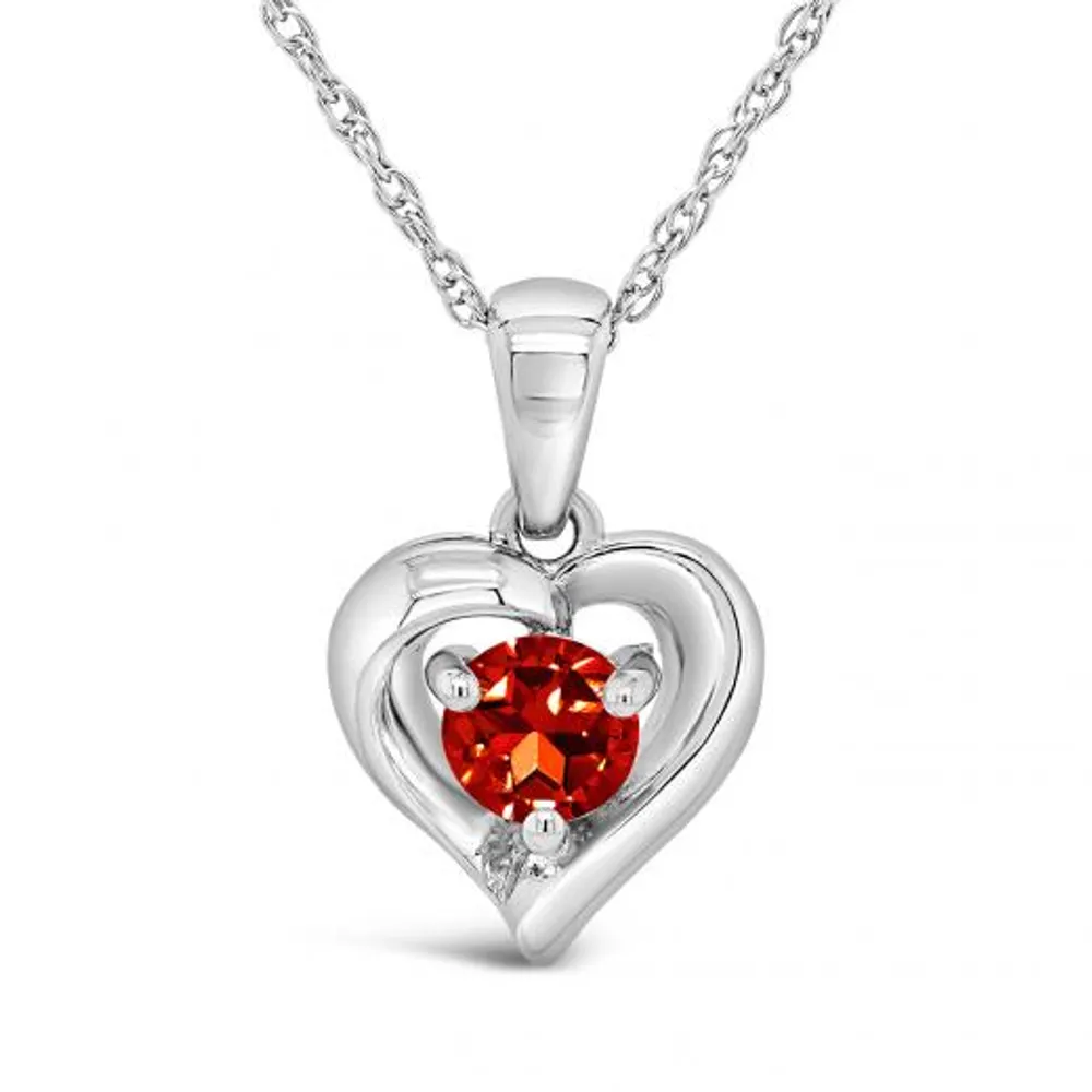 Sterling Silver Garnet Heart Pendant