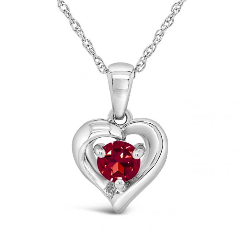 Sterling Silver Ruby Heart Pendant