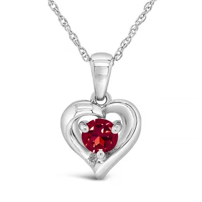 Sterling Silver Ruby Heart Pendant