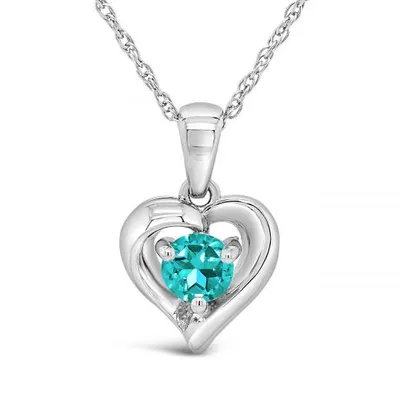 Sterling Silver Blue Topaz Heart Pendant
