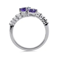 Sterling Silver Amethyst & Created White Sapphire Ring