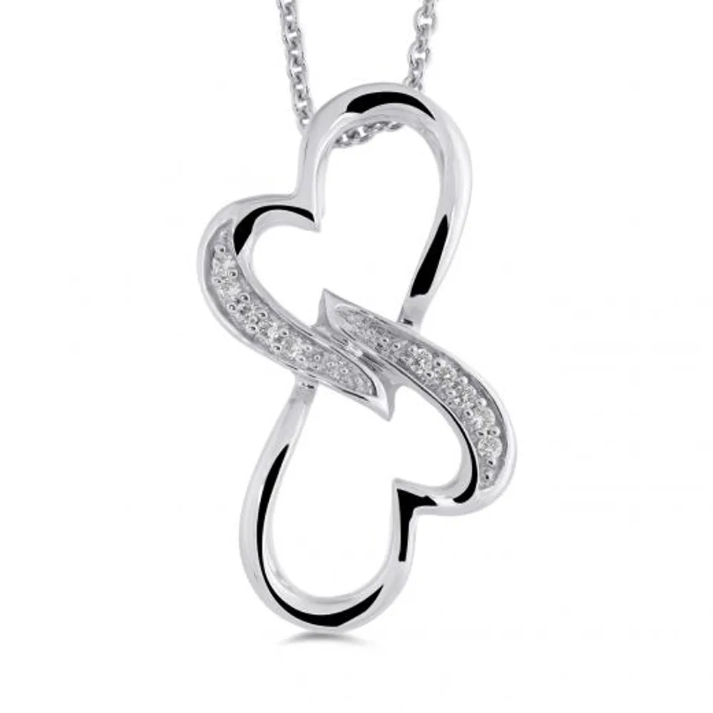 Sterling Silver Diamond Heart Pendant