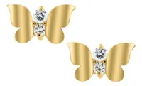 14K Yellow Gold Cubic Zirconia Earrings with 14K Gold Filled Fluted Bell Backs