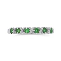 10K White Gold Emerald & Diamond Ring