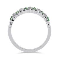 10K White Gold Emerald & Diamond Ring