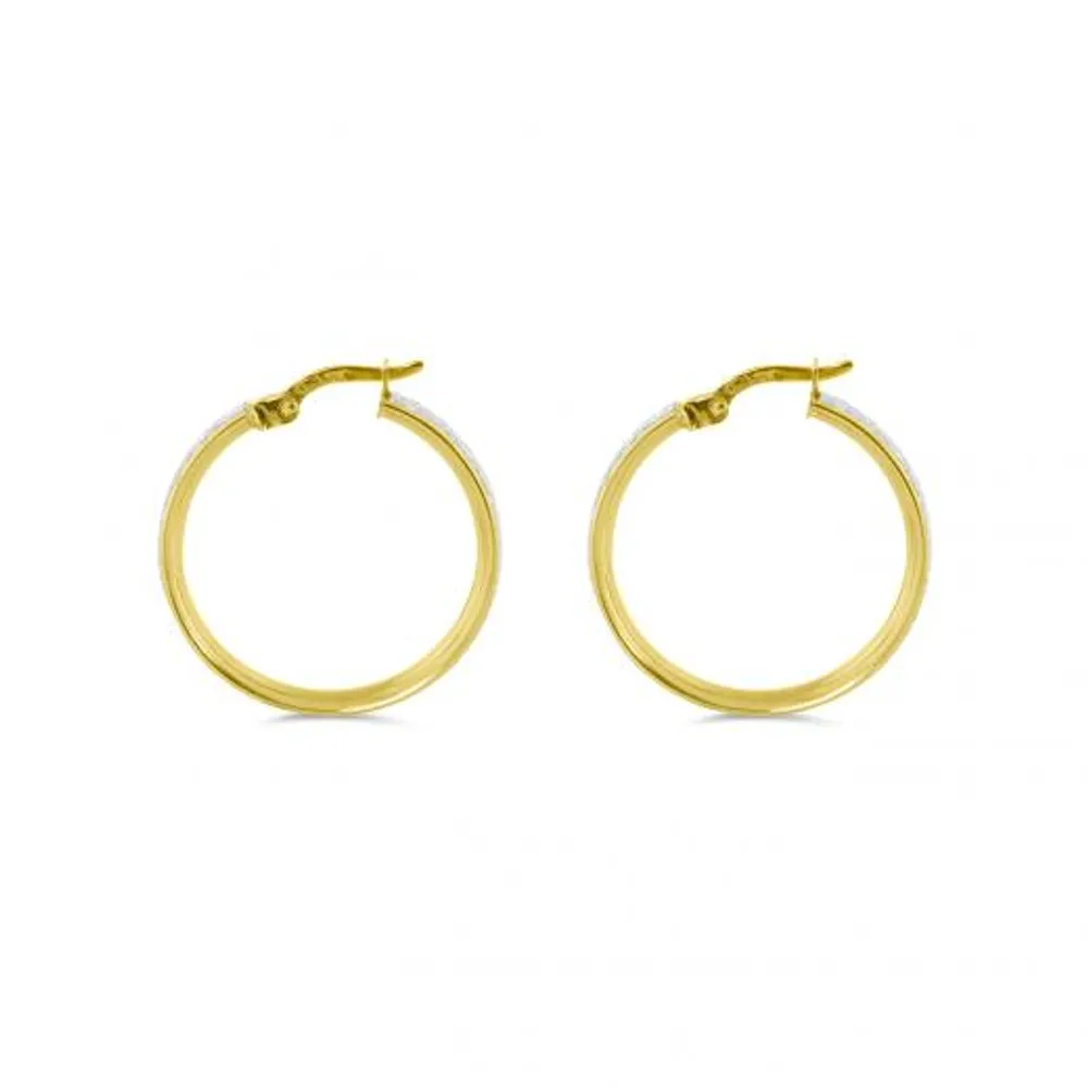 10K Yellow Gold Glitter Hoops