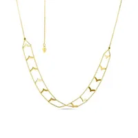 10K Yellow Gold Chevron Design Choker Adjustable Necklace