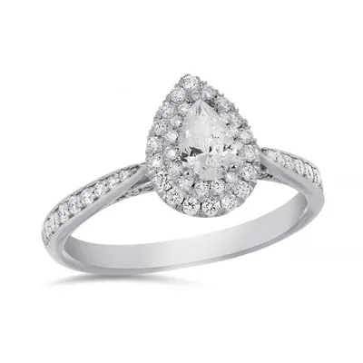 Glacier Fire 14K White Gold Pear Shaped Canadian Diamond 0.75CTW Bridal Ring