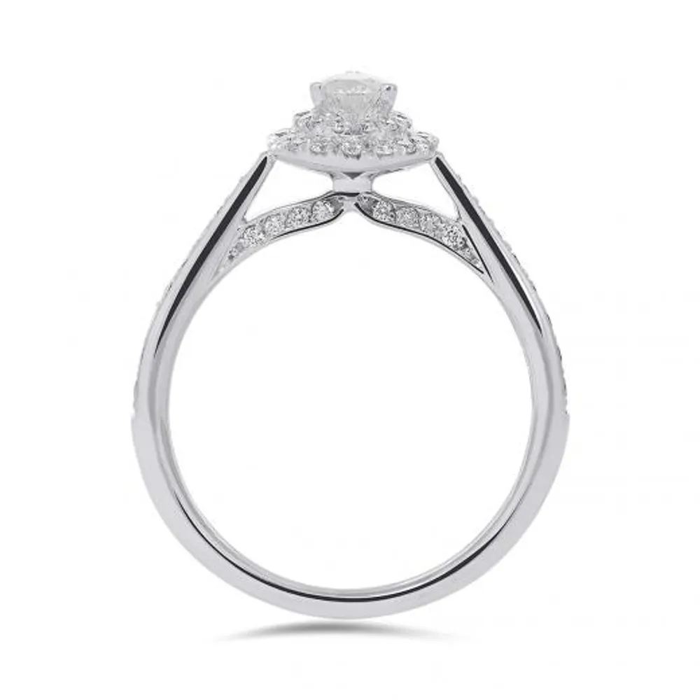 Glacier Fire 14K White Gold Pear Shaped Canadian Diamond 0.75CTW Bridal Ring